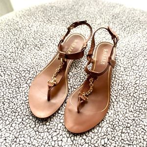 Ralph Lauren Trisha Gold Chain Detail Sandal Sz8.5